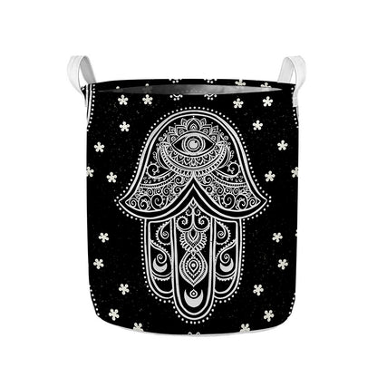 Black And White Hamsa Print Collapsible Laundry Basket