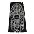 Black And White Hamsa Print Cotton Front Slit Maxi Skirt