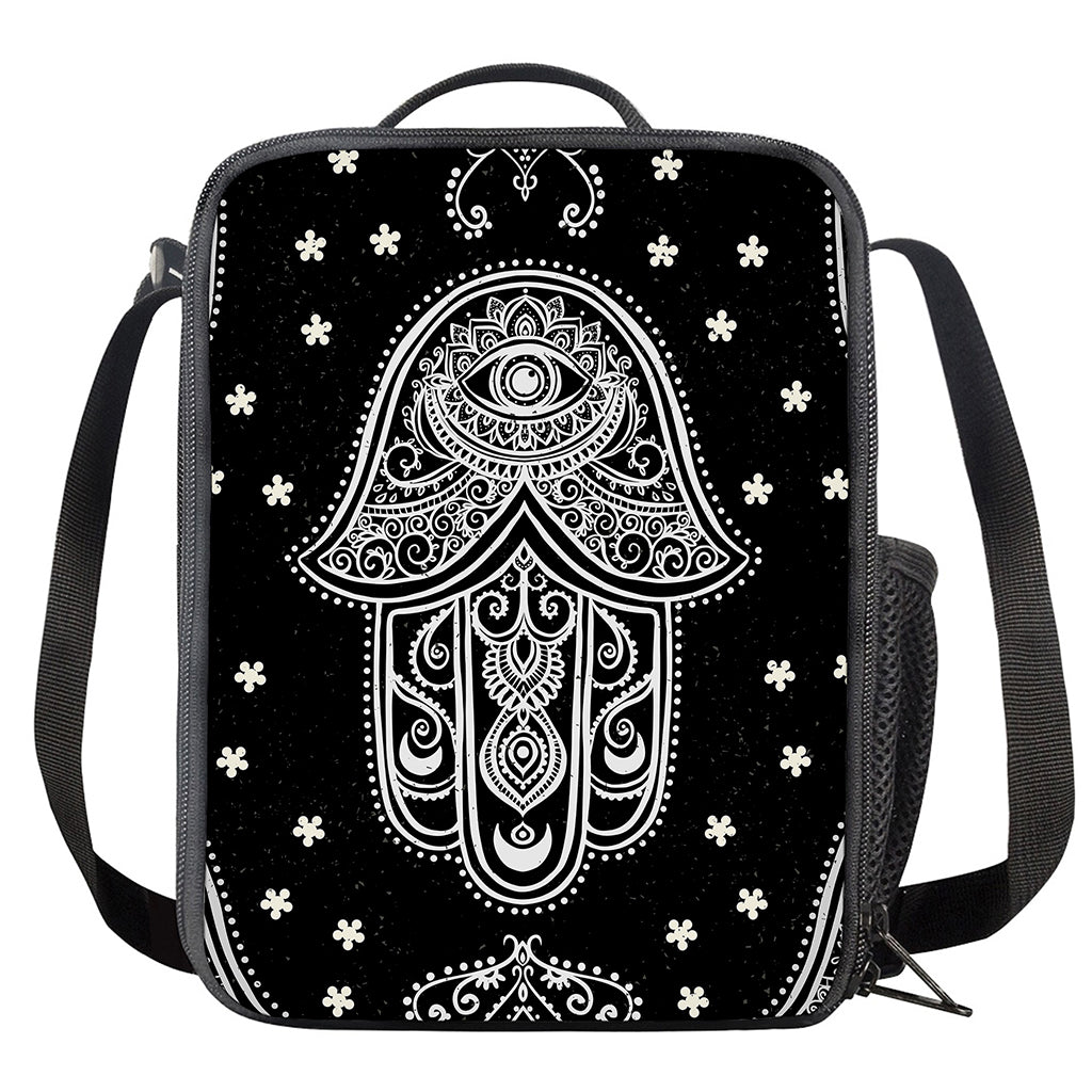 Black And White Hamsa Print Crossbody Lunch Bag