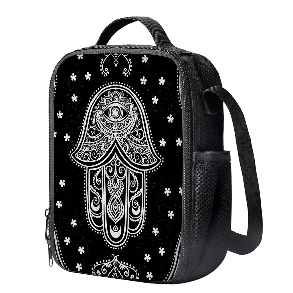 Black And White Hamsa Print Crossbody Lunch Bag