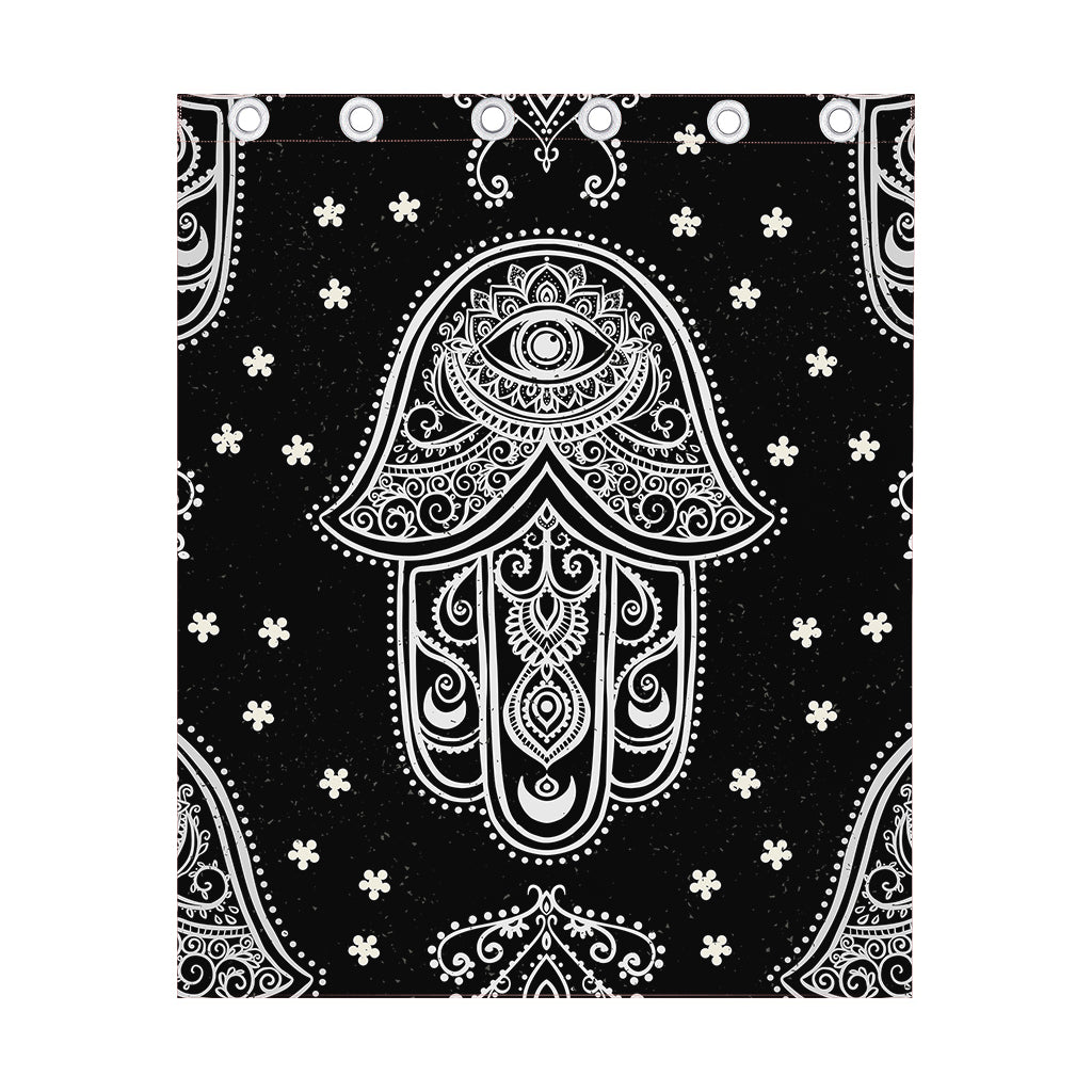 Black And White Hamsa Print Curtain