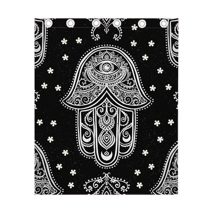 Black And White Hamsa Print Curtain
