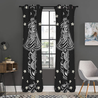 Black And White Hamsa Print Curtain