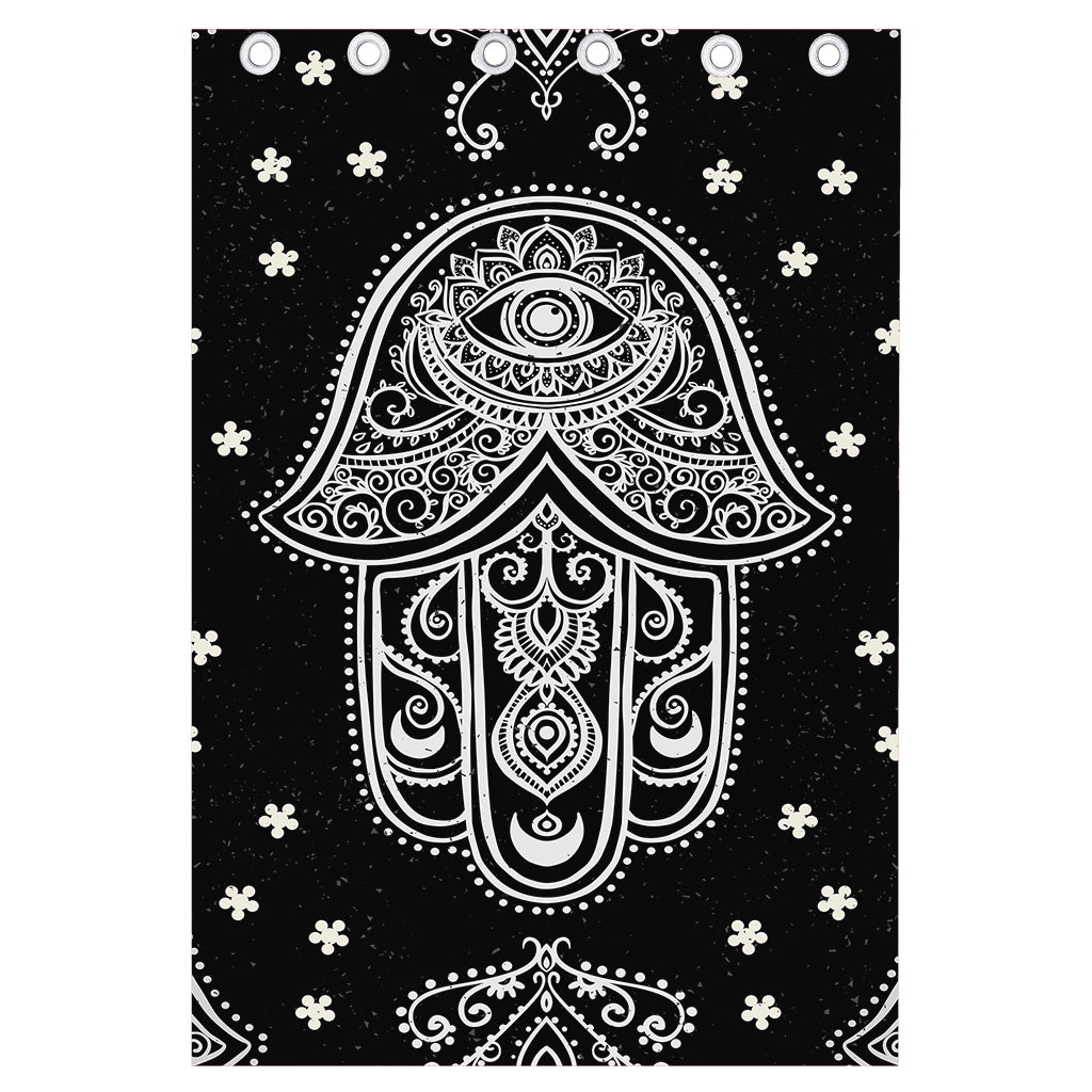 Black And White Hamsa Print Curtain