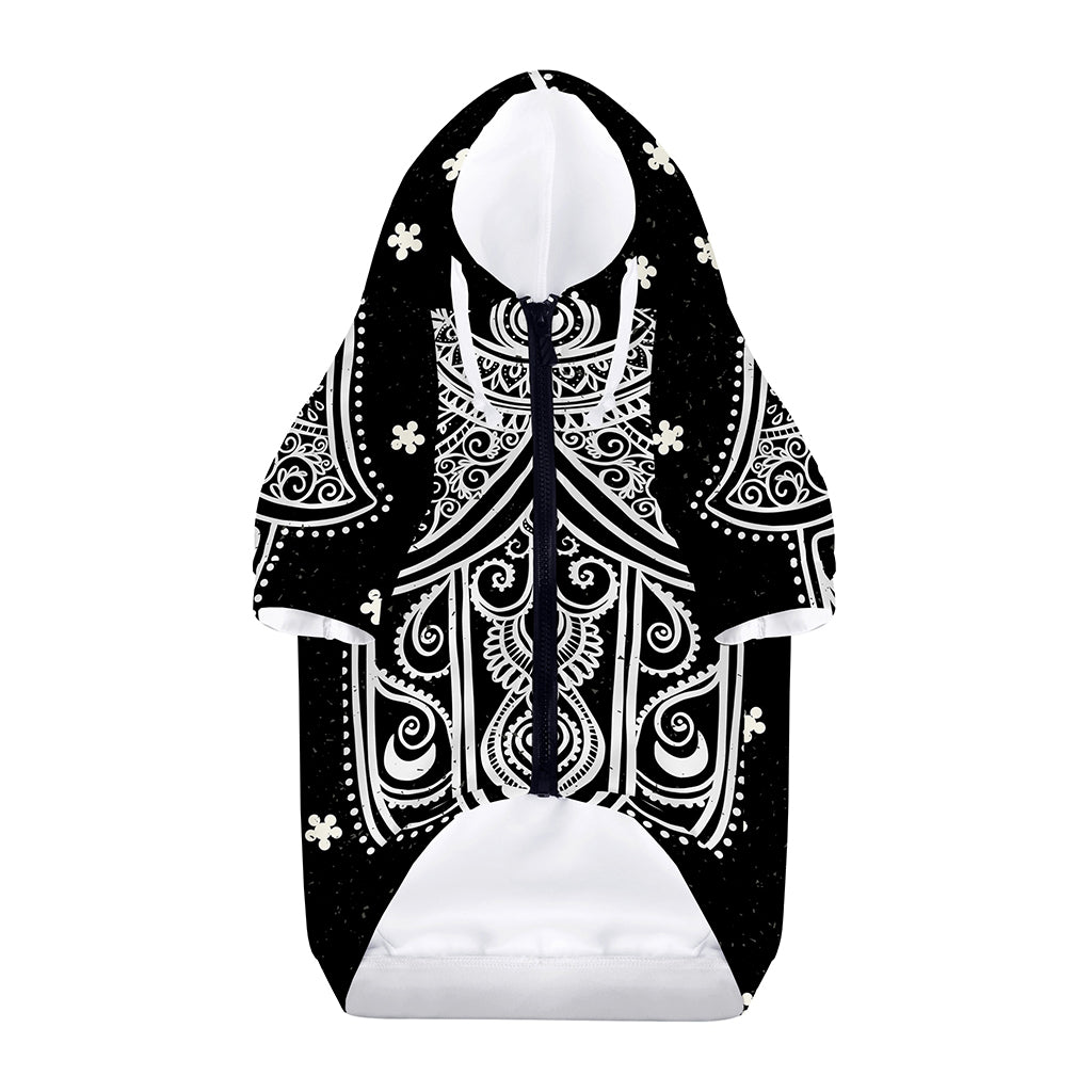 Black And White Hamsa Print Dog Zip Up Hoodie