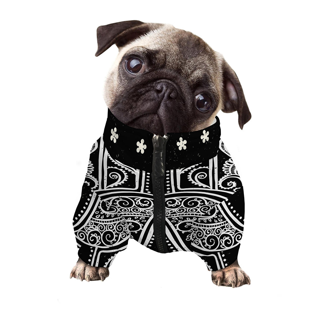 Black And White Hamsa Print Dog Zip Up Jacket