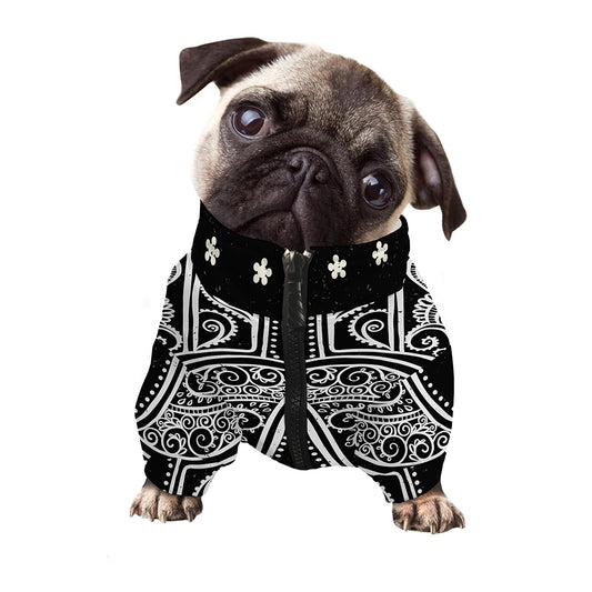 Black And White Hamsa Print Dog Zip Up Jacket