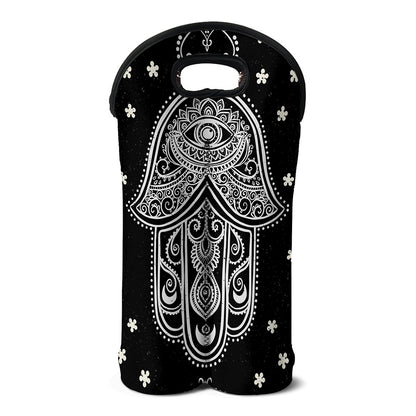Black And White Hamsa Print Double Neoprene Wine Tote
