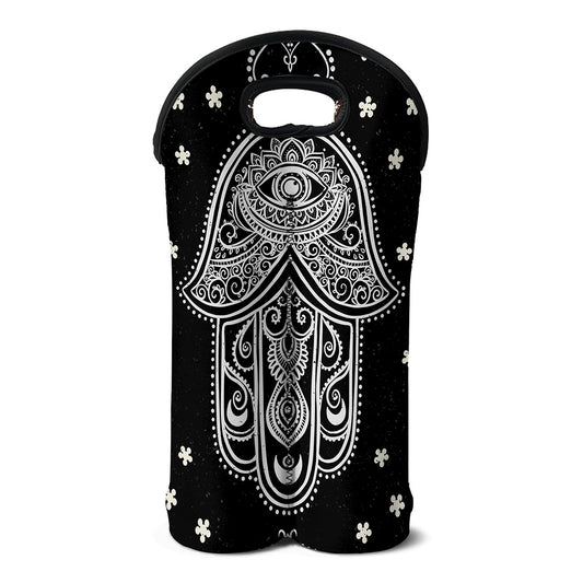 Black And White Hamsa Print Double Neoprene Wine Tote
