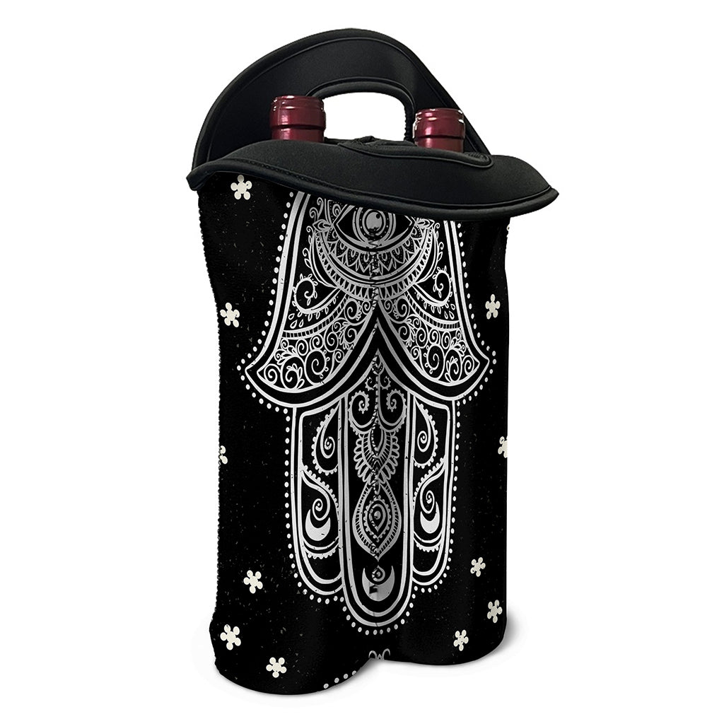 Black And White Hamsa Print Double Neoprene Wine Tote