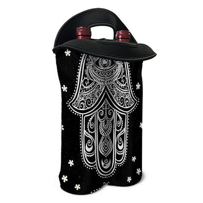Black And White Hamsa Print Double Neoprene Wine Tote