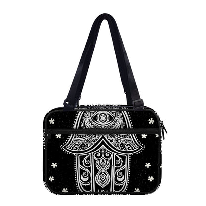 Black And White Hamsa Print Double Strap Bible Bag