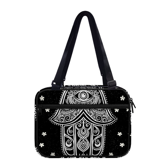 Black And White Hamsa Print Double Strap Bible Bag