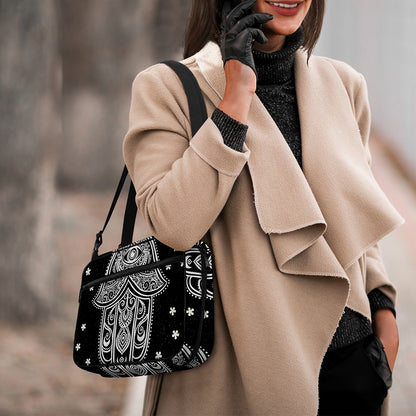 Black And White Hamsa Print Double Strap Bible Bag