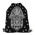 Black And White Hamsa Print Drawstring Bag