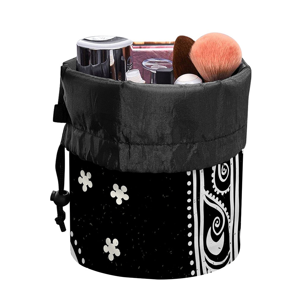 Black And White Hamsa Print Drawstring Makeup Bag