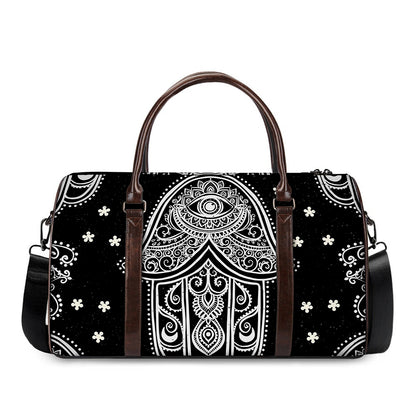 Black And White Hamsa Print Duffle Bag