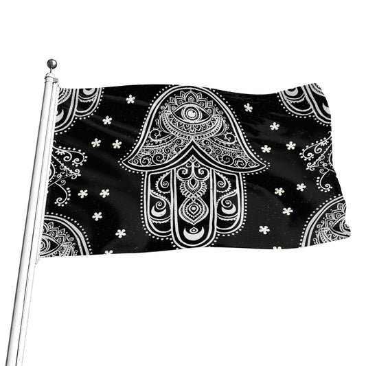 Black And White Hamsa Print Flag