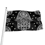 Black And White Hamsa Print Flag