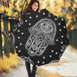 Black And White Hamsa Print Foldable Umbrella