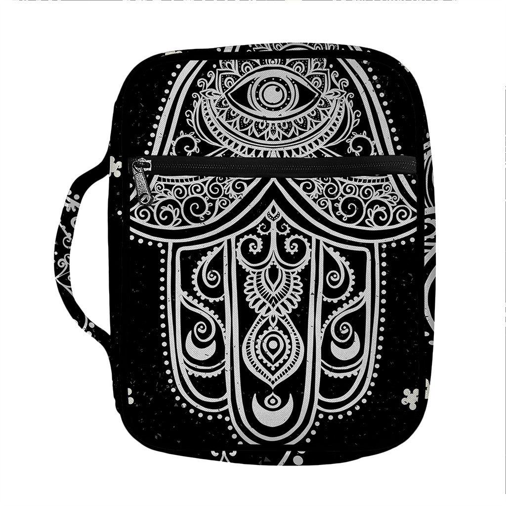 Black And White Hamsa Print Front Pocket Bible Bag