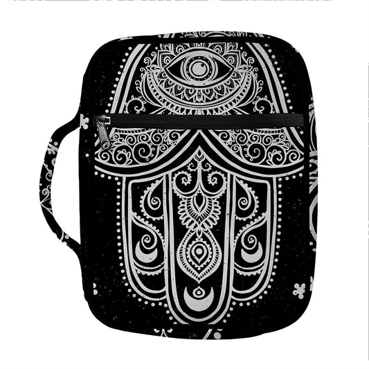 Black And White Hamsa Print Front Pocket Bible Bag