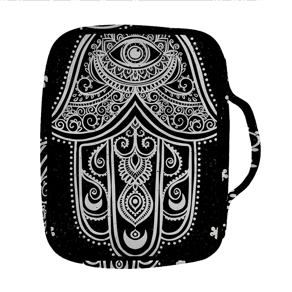 Black And White Hamsa Print Front Pocket Bible Bag