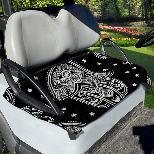 Black And White Hamsa Print Golf Cart Seat Cover