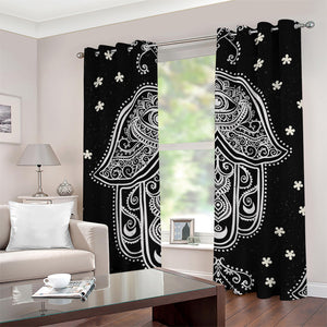 Black And White Hamsa Print Grommet Curtains