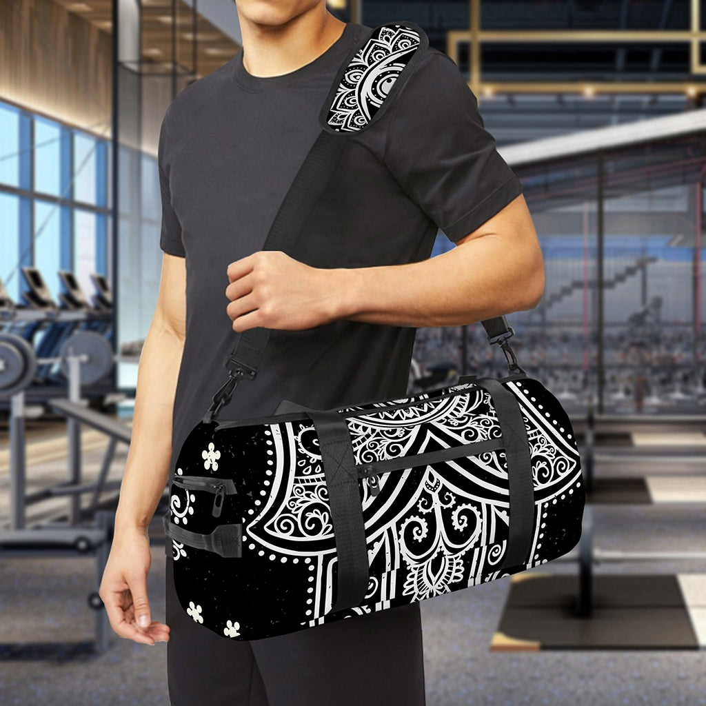 Black And White Hamsa Print Gym Bag