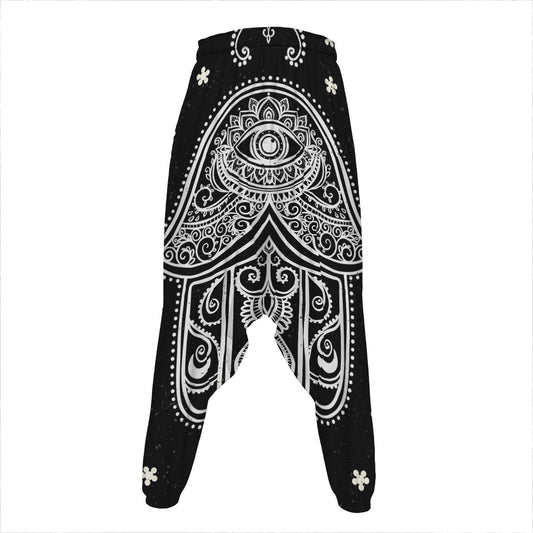 Black And White Hamsa Print Hammer Pants