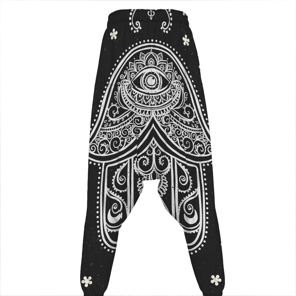 Black And White Hamsa Print Hammer Pants