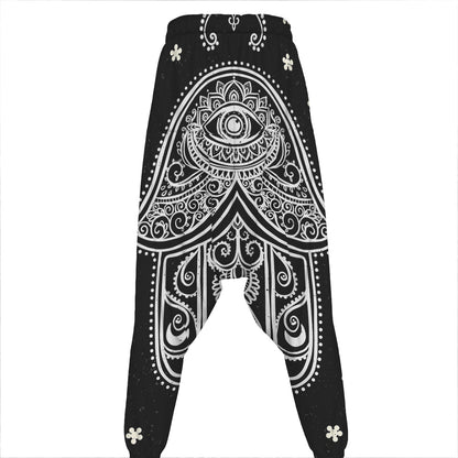 Black And White Hamsa Print Hammer Pants