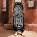 Black And White Hamsa Print Harem Pants