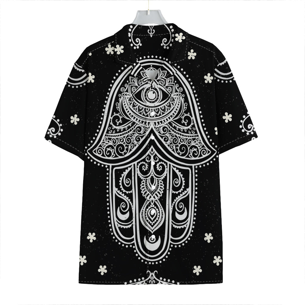 Black And White Hamsa Print Hawaiian Shirt