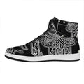 Black And White Hamsa Print High Top Leather Sneakers