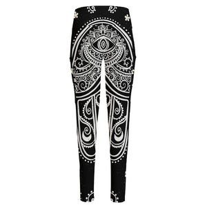 Black And White Hamsa Print High-Waisted Pocket Leggings