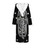 Black And White Hamsa Print Hooded Bathrobe