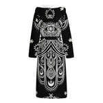 Black And White Hamsa Print Hooded Bathrobe