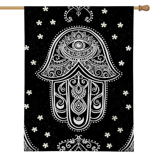 Black And White Hamsa Print House Flag