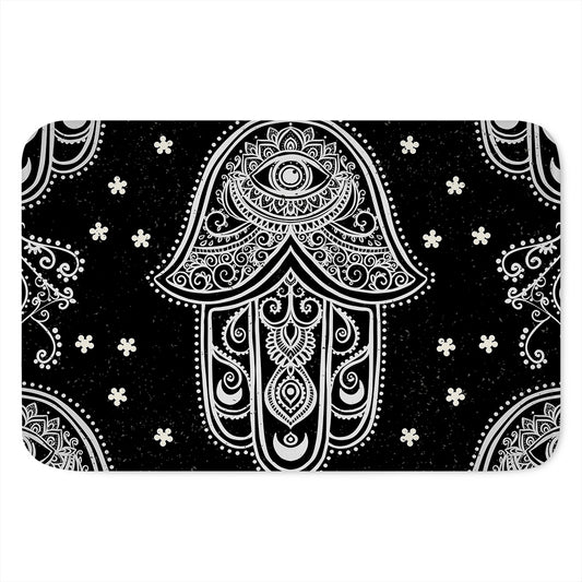 Black And White Hamsa Print Indoor Door Mat