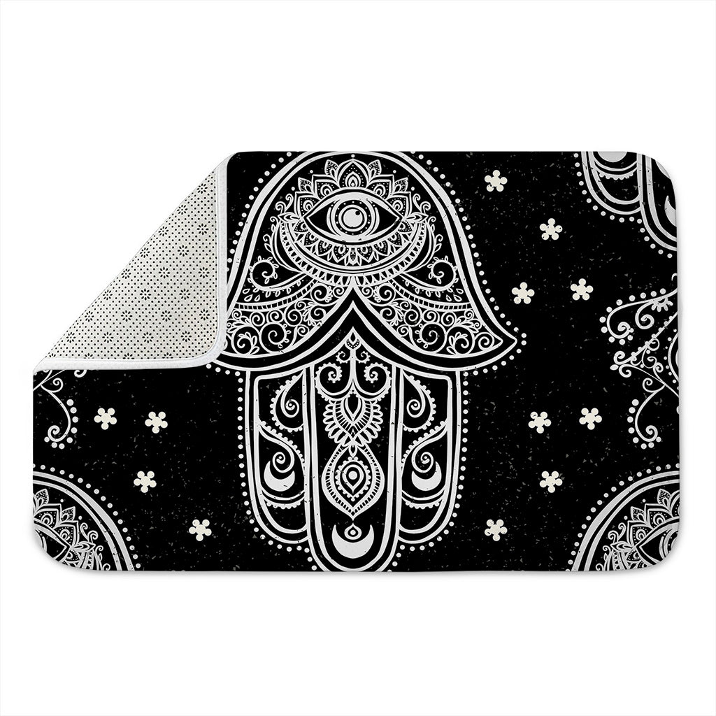 Black And White Hamsa Print Indoor Door Mat
