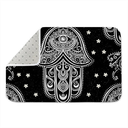 Black And White Hamsa Print Indoor Door Mat