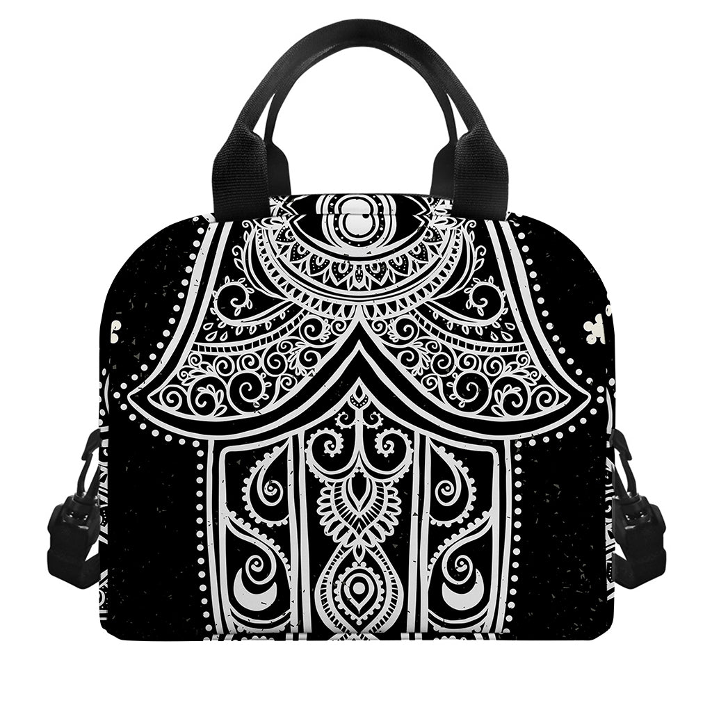 Black And White Hamsa Print Insulated Lunch Bag