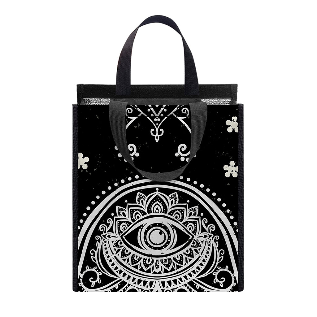 Black And White Hamsa Print Insulated Lunch Tote
