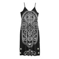 Black And White Hamsa Print Jersey Midi Cami Dress