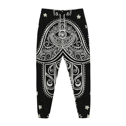 Black And White Hamsa Print Jogger Pants
