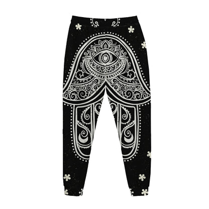 Black And White Hamsa Print Jogger Pants