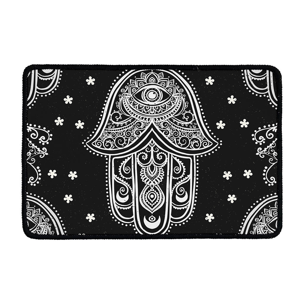 Black And White Hamsa Print Kitchen Mat