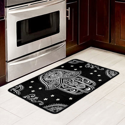Black And White Hamsa Print Kitchen Mat